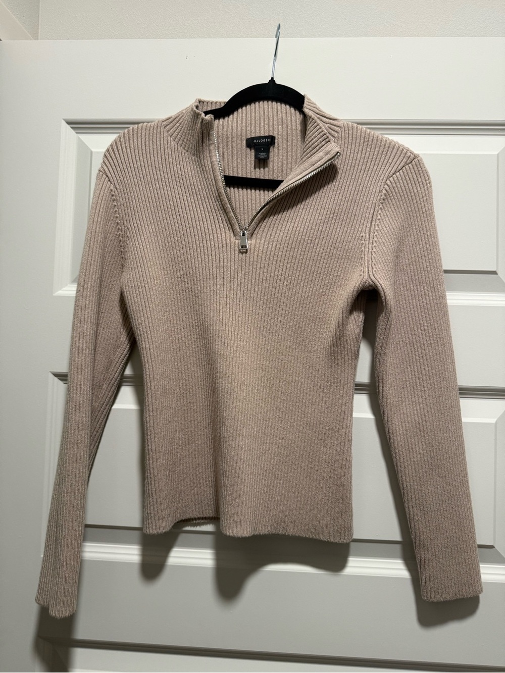 Halogen rib quarter zip sweater